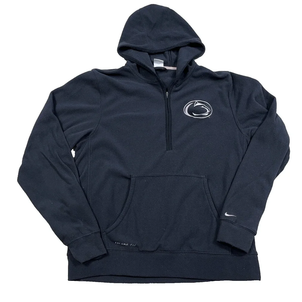 Penn State Nitty Lions Hoodie Men Small Black Fleece Nike Therma Dri Fit 1/4 Zip